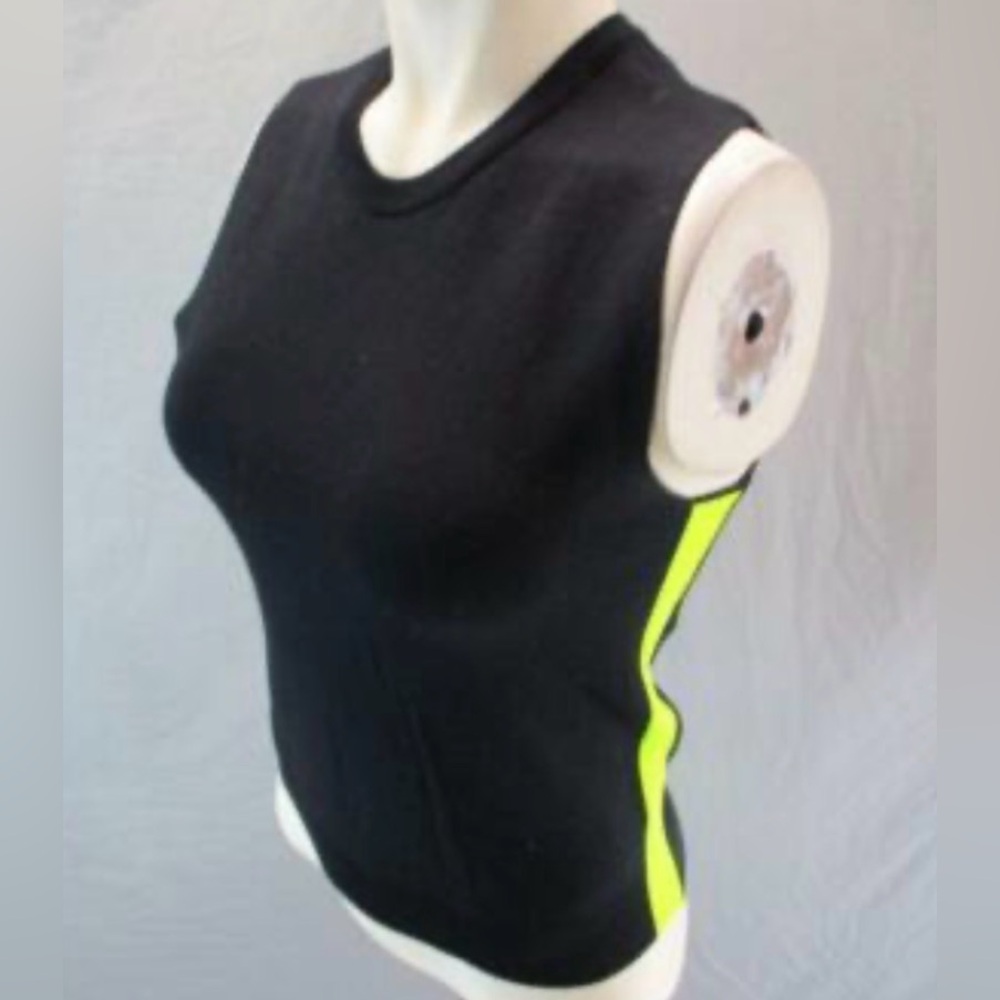Zara Black Tank Top with Neon Yellow Accents